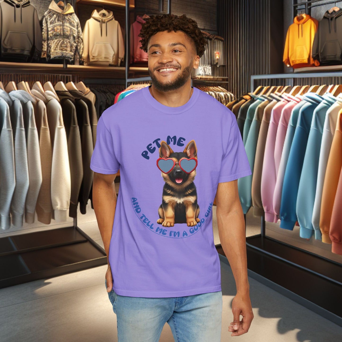 Copy of German Sheperd Puppy Tee — "Pet Me" Dyed T-Shirt
