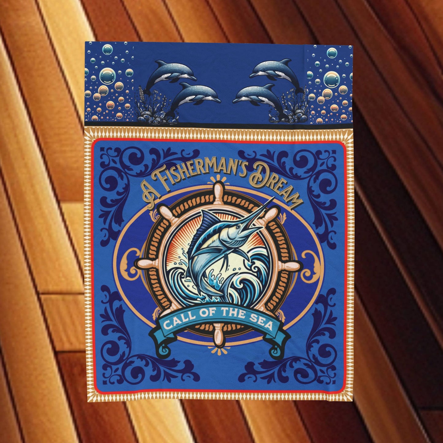 Fisherman's Dream Velveteen Plush Blanket – Cozy Sward Fish Throw