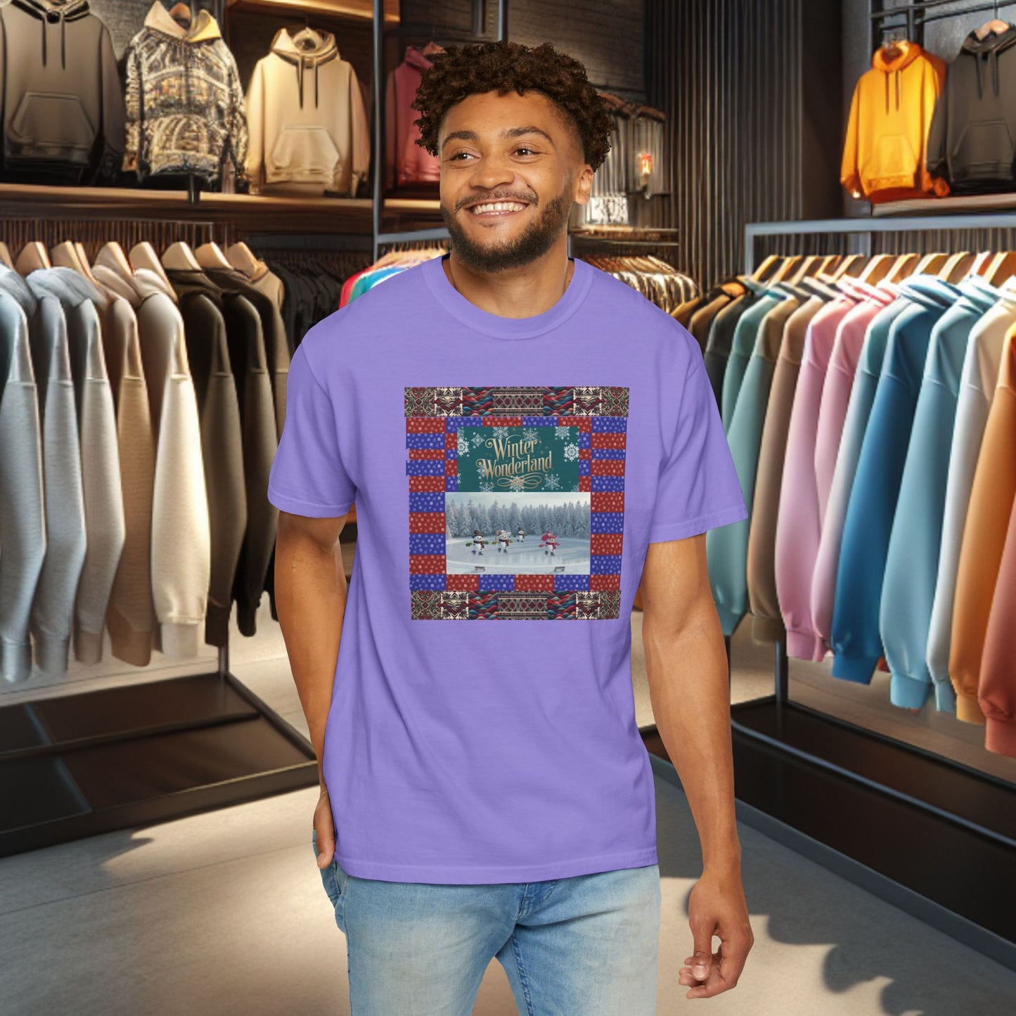 Vintage Winter Wonderland Ice Skating Snowmen/women Tee
