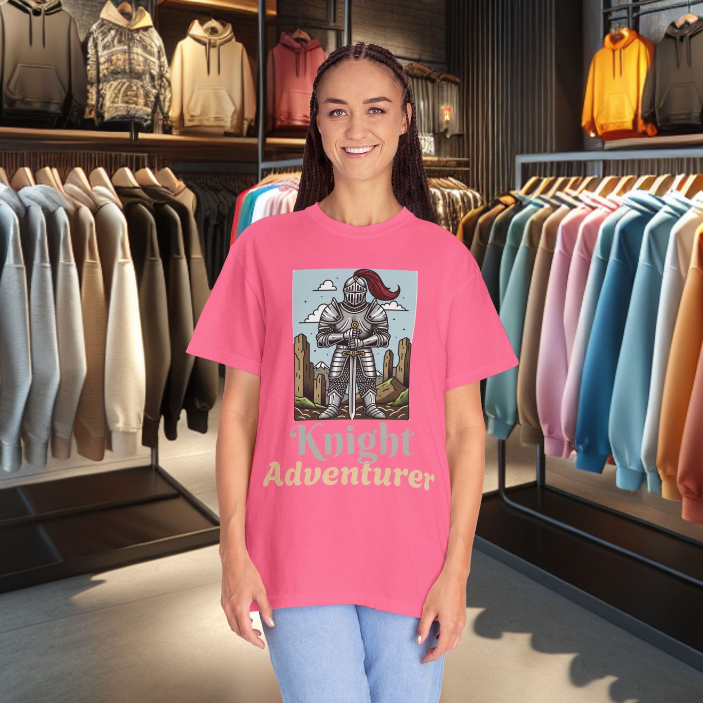 Knight Adventurer Tee — Mideval SR. Knight with Armor and Sward Graphic T-Shirt