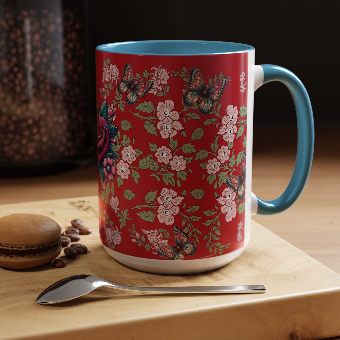 Floral Coffee Mug Red