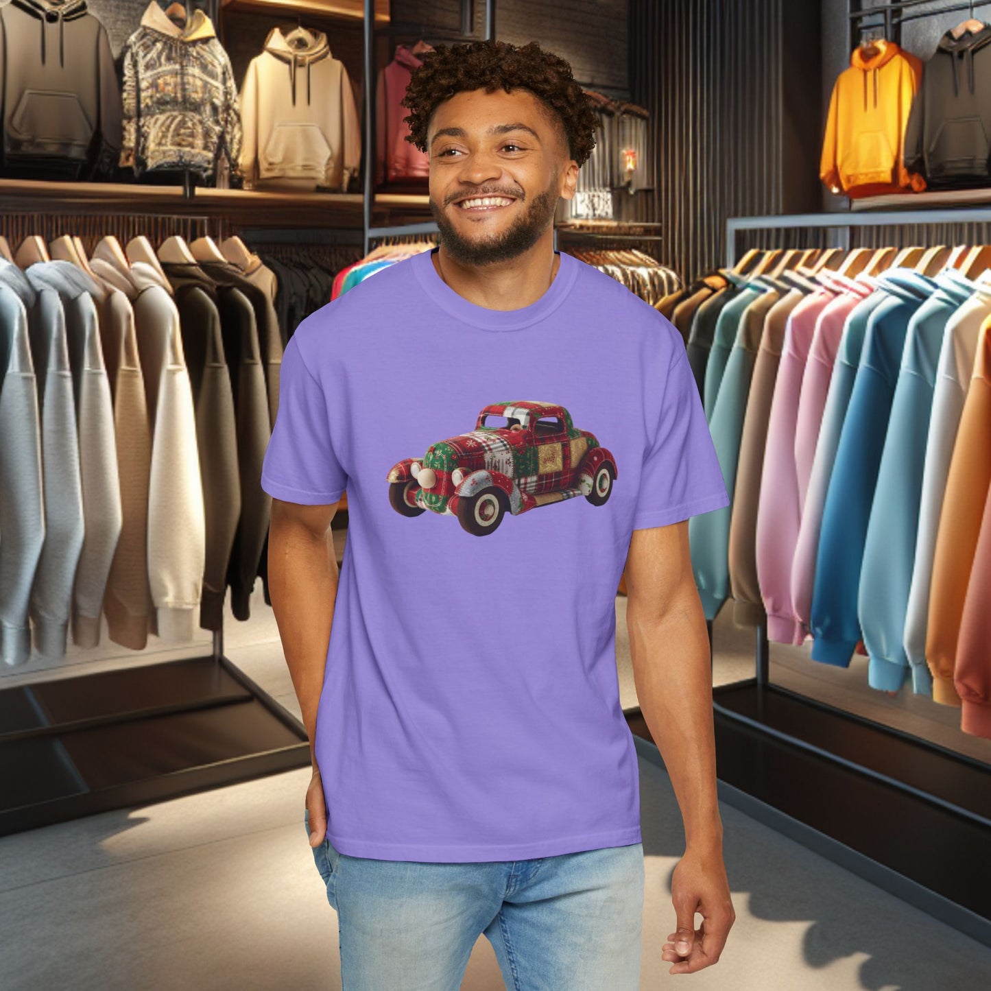 Patchwork Hot Rod T-Shirt — "pho" Patchwork Garment-Dyed