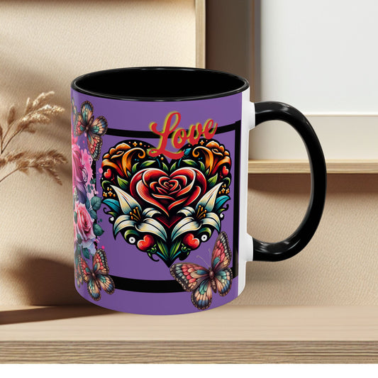 Love Coffee Mug - Vibrant Heart & Horse- Design, 11oz & 15oz
