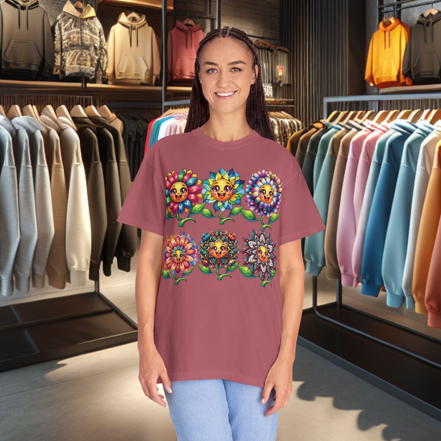Happy Flowers Garden T-Shirt — Floral Garden Tee for Spring & Everyday