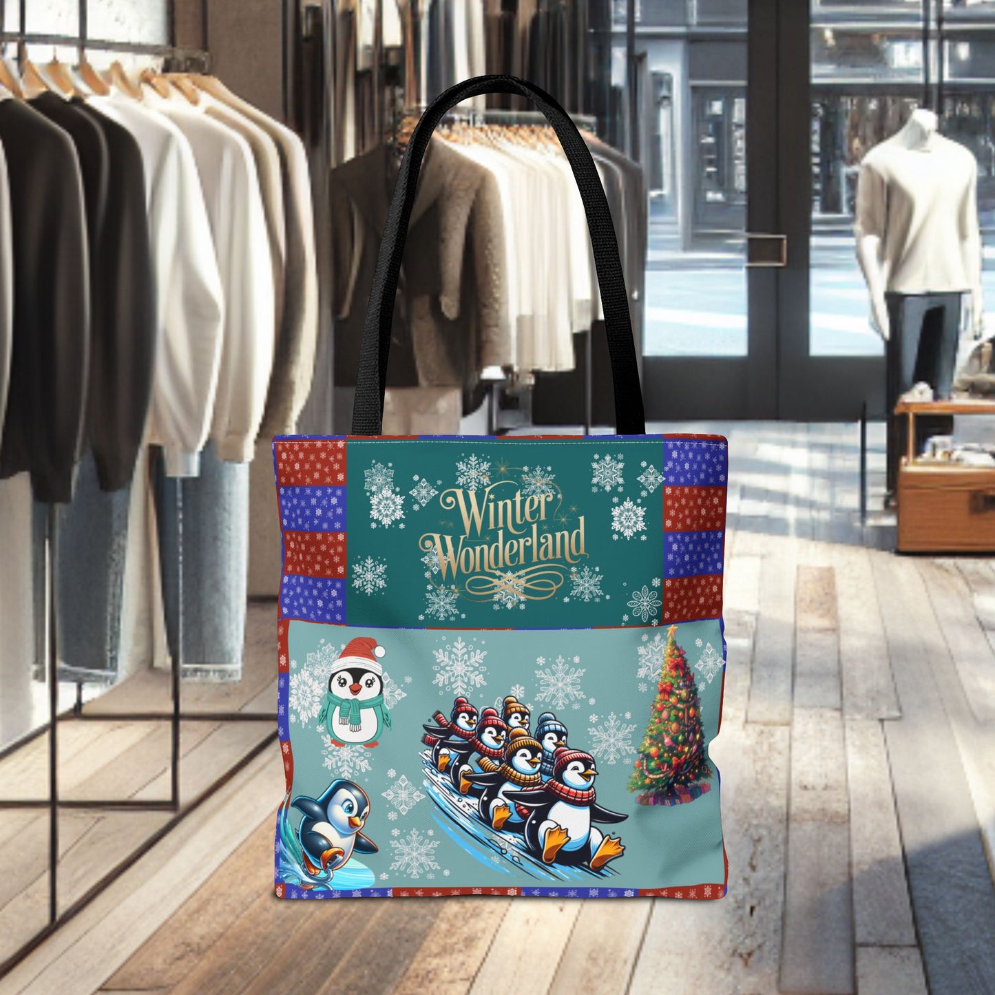 Winter Wonderland Penguin Tote Bag — All-Over Print