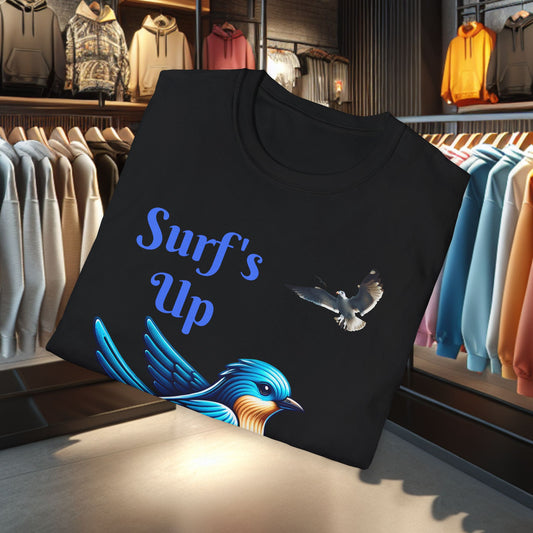 Blue Bird Surfing Unisex T-Shirt - Surf's Up