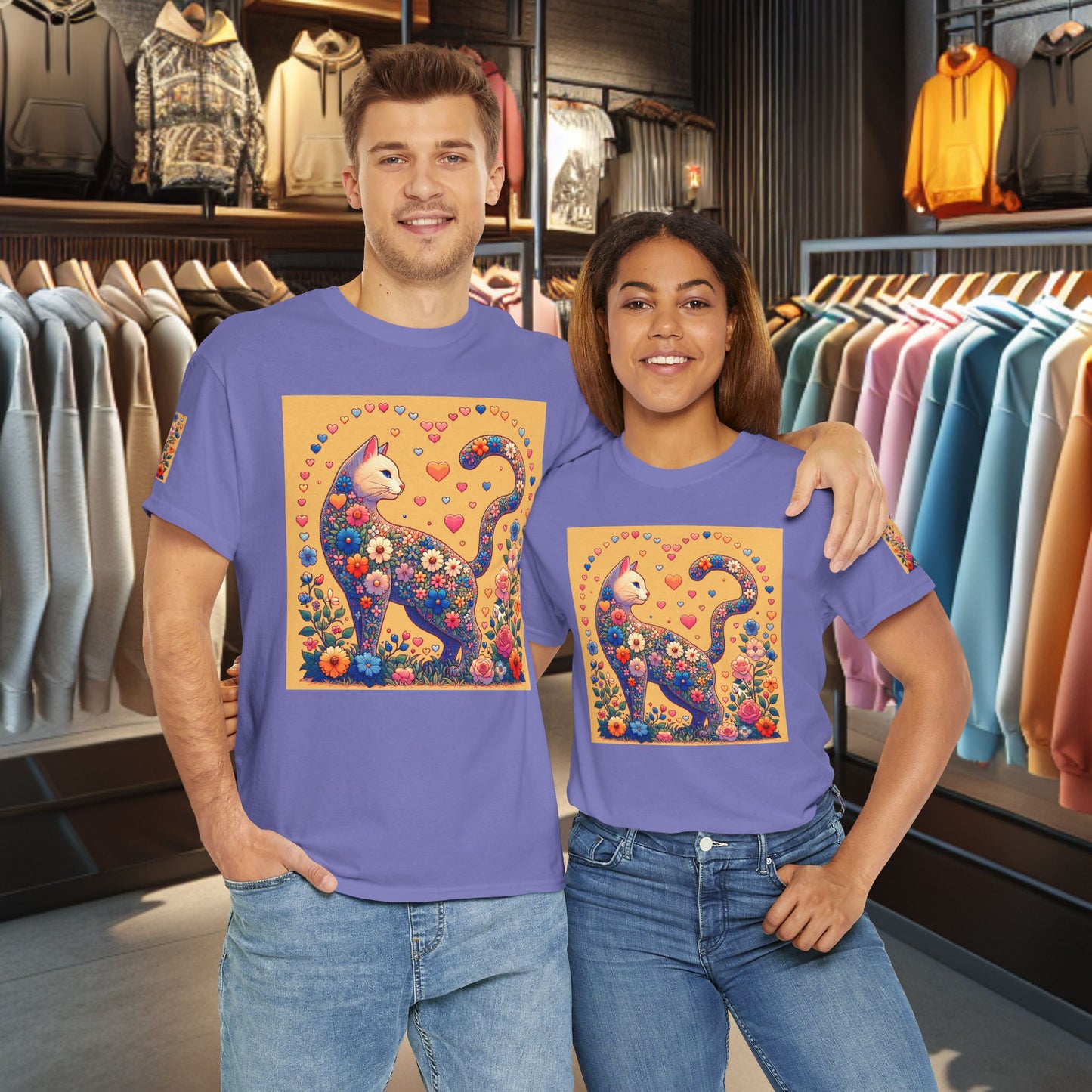 Loving Cat Flower Mozaic T-Shirt