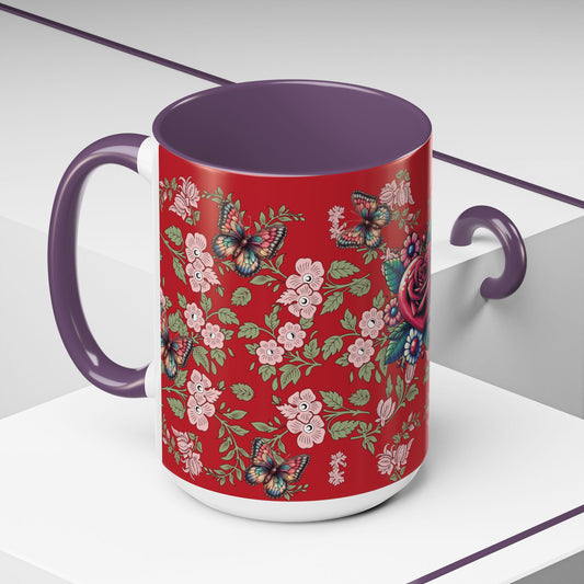 Floral Coffee Mug Red