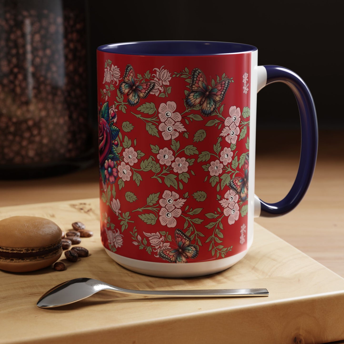 Floral Coffee Mug Red