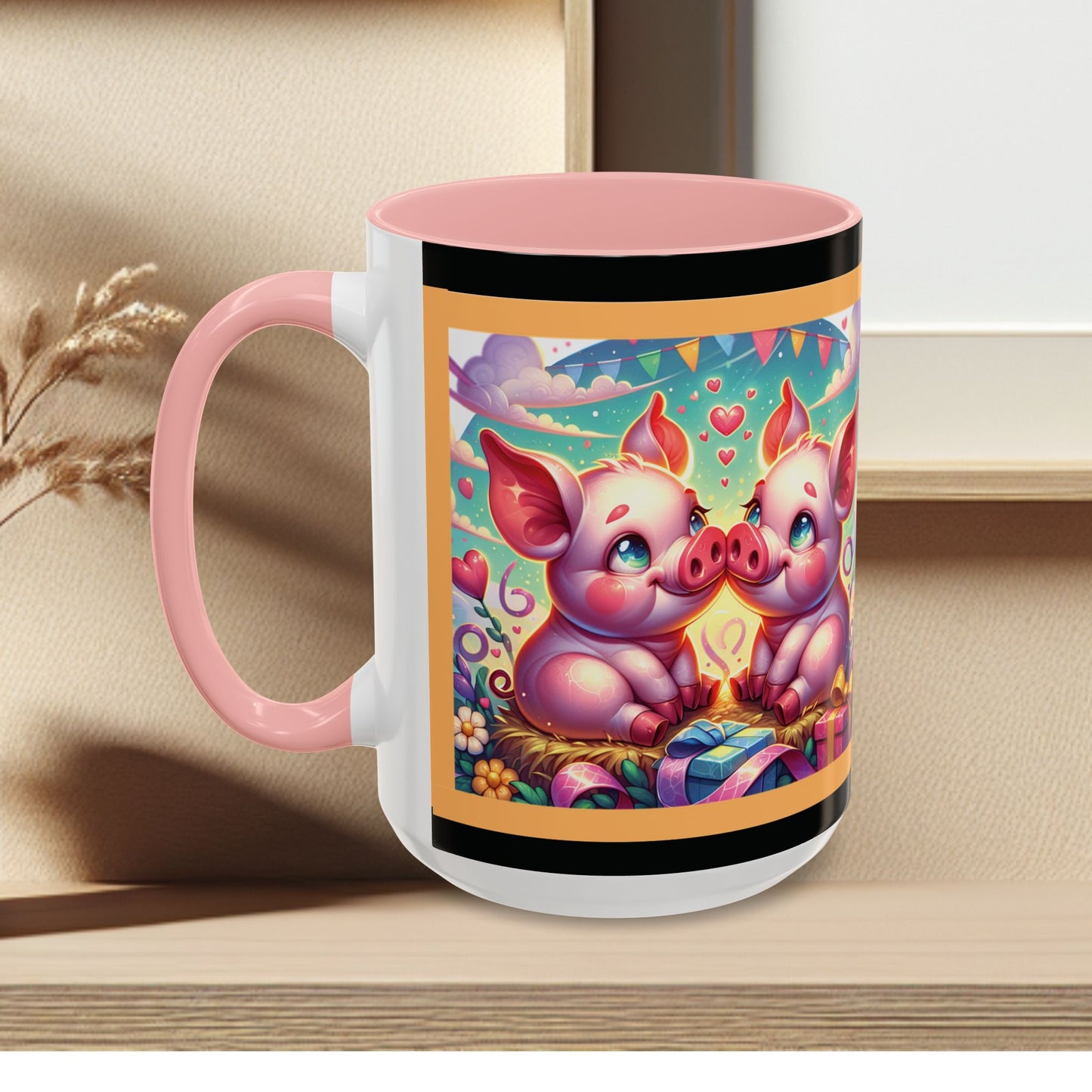 Coffee Mug Love Pigs Picknick 11, 15oz