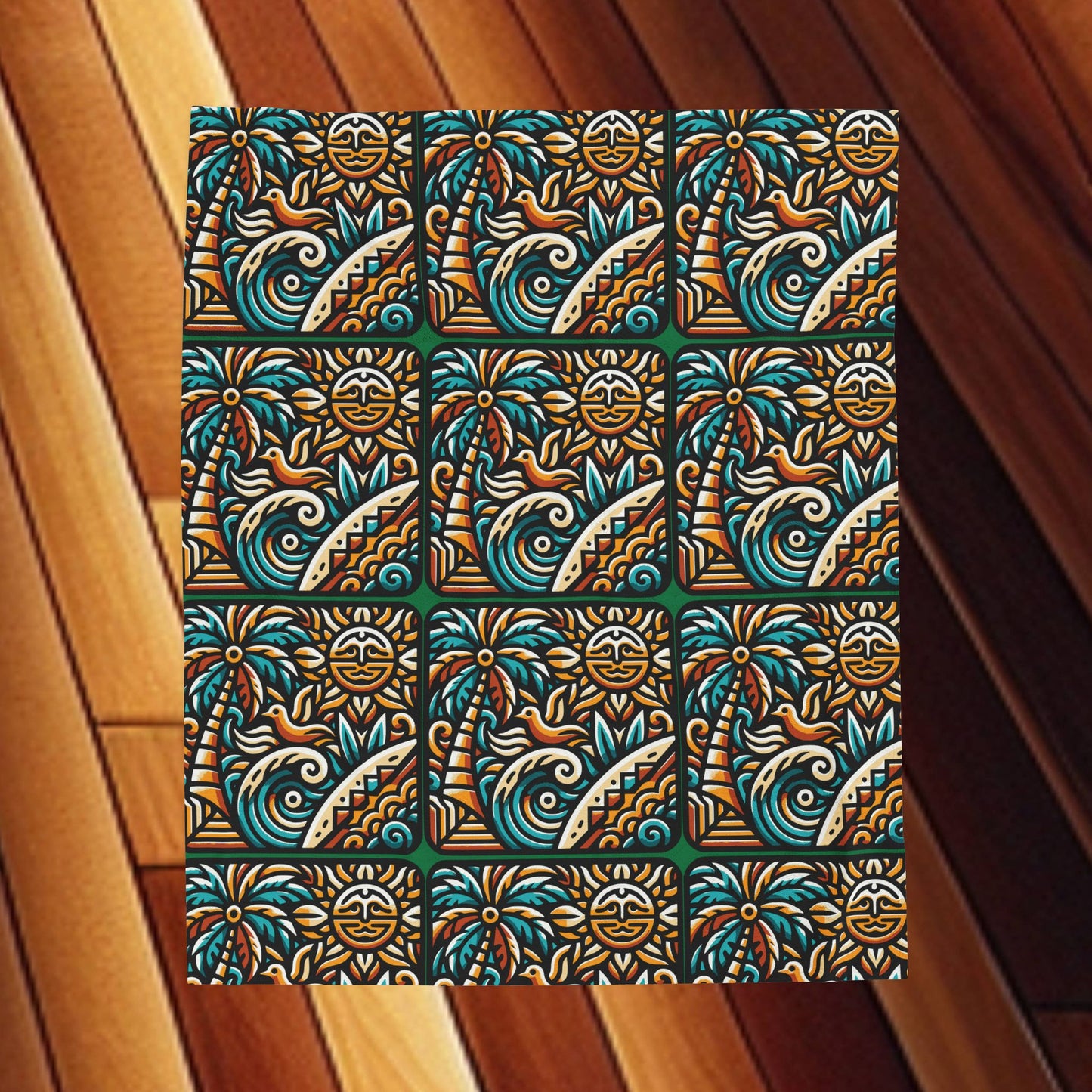 Tropical Sunrise Velveteen Plush Blanket — Cozy Tropical Throw