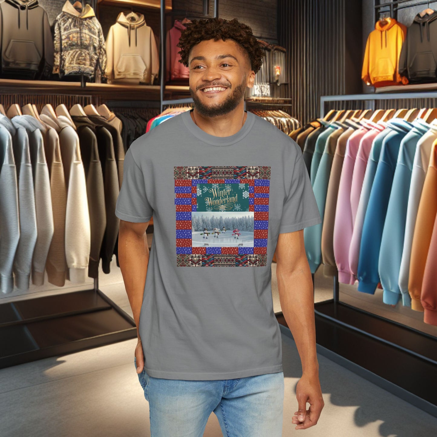 Vintage Winter Wonderland Ice Skating Snowmen/women Tee
