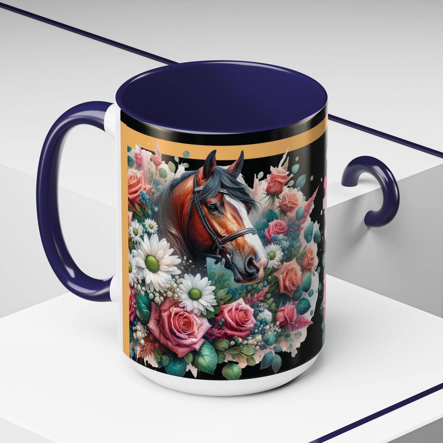 Coffee Mug Horses in Flowers 11oz 15oz