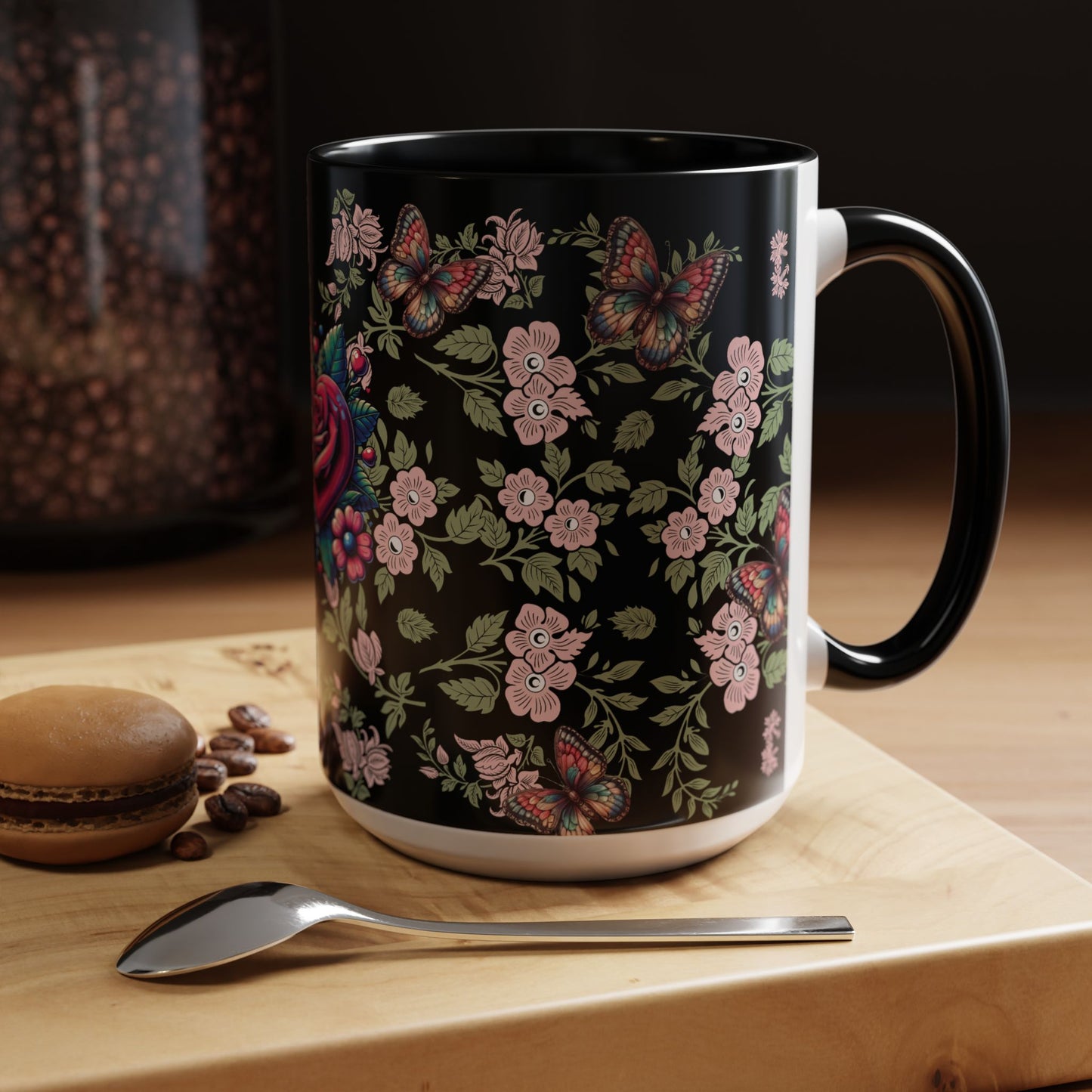 Floral Coffee Mug Black
