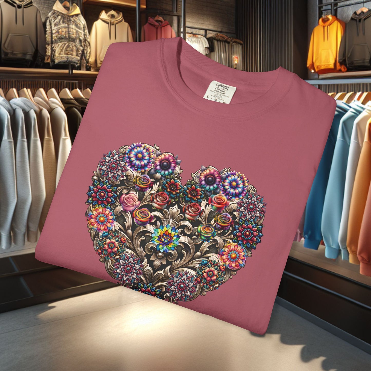 Floral Heart T-Shirt — Romantic Botanical Graphic Tee