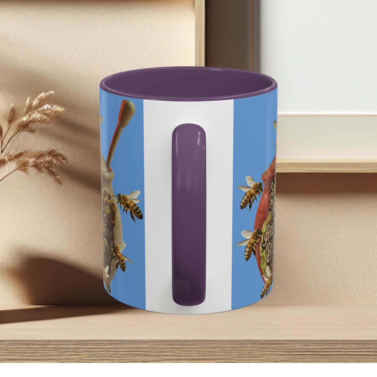 Oh Honey Honey Ceramic Coffee Mug — "Sweet Things Are Made By Bees" Honey Bee Accent Mug