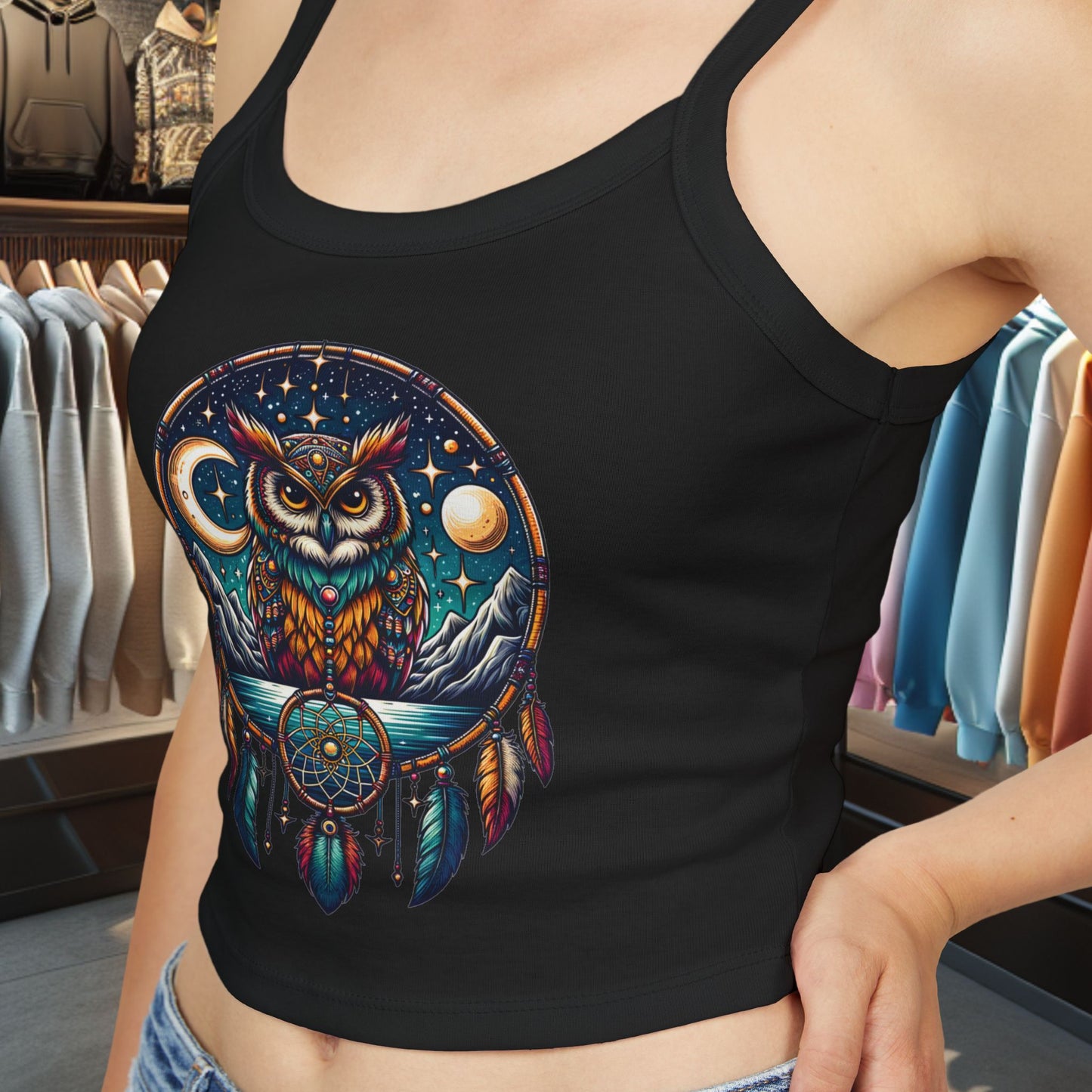 Women's Tank Top Owl Dreamcatcher Spaghetti Strap