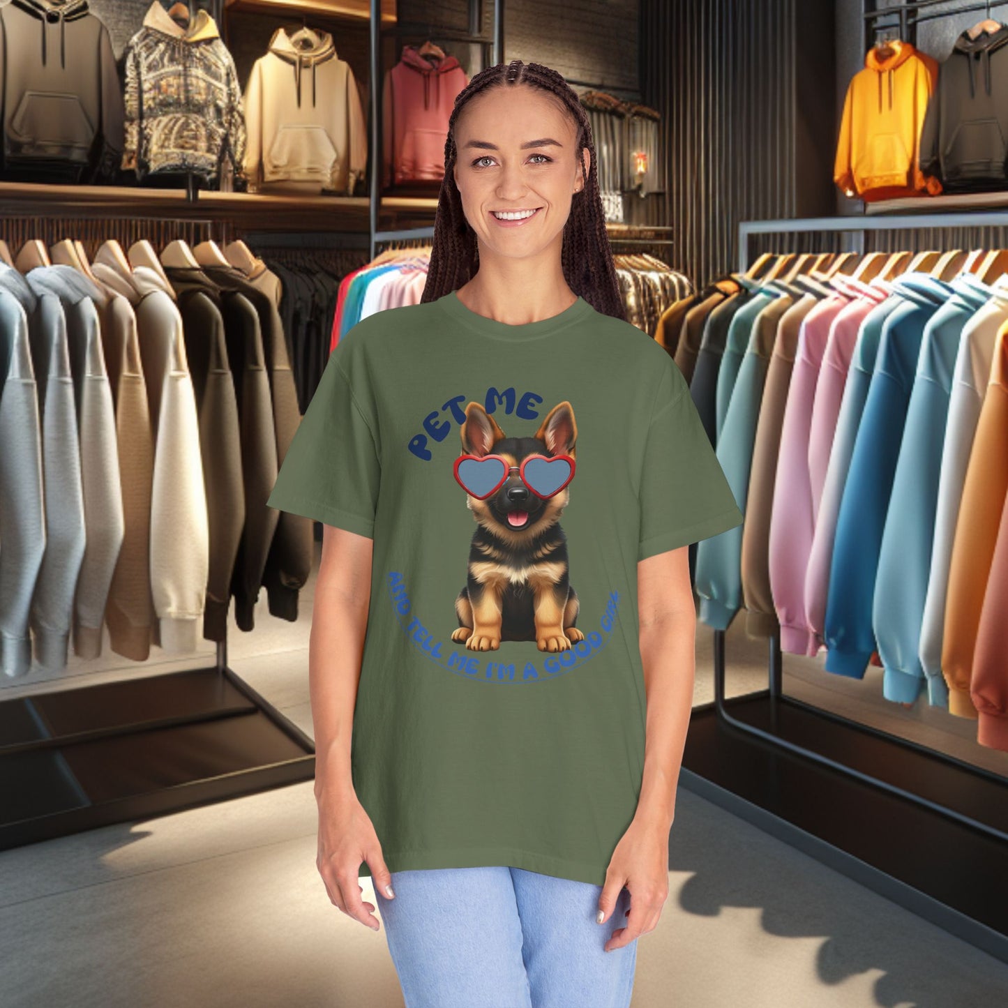 German Sheperd Puppy Tee — "Pet Me" Dyed T-Shirt