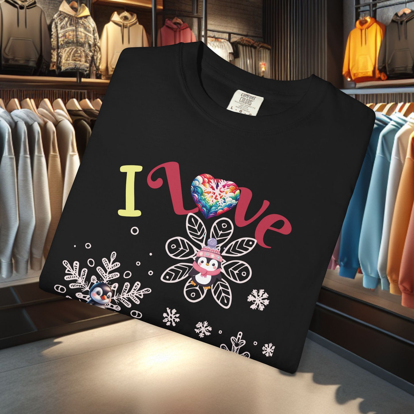 Penguin Snowflake T-shirt - Festive Holiday Top