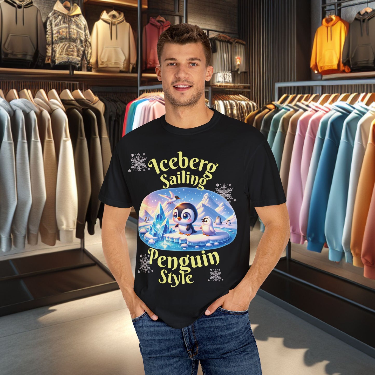 Iceberg Sailing Penguin T-shirt - Holidays Festive Top