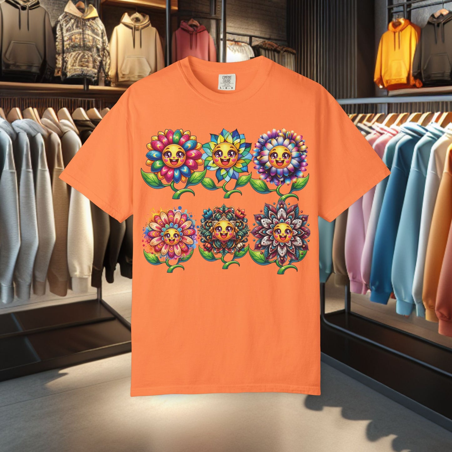 Happy Flowers Garden T-Shirt — Floral Garden Tee for Spring & Everyday