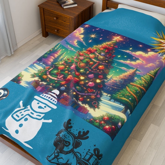 Christmas in the Forest Velveteen Plush Blanket