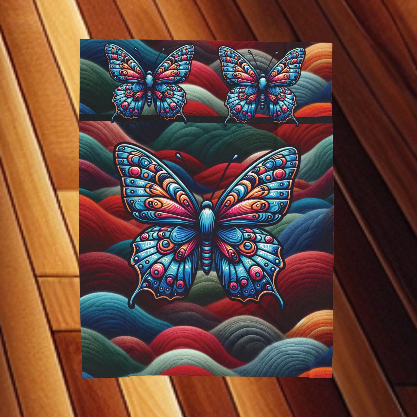 Blue Butterfly Velveteen Plush Blanket – Cozy Blue Butterfly Throw