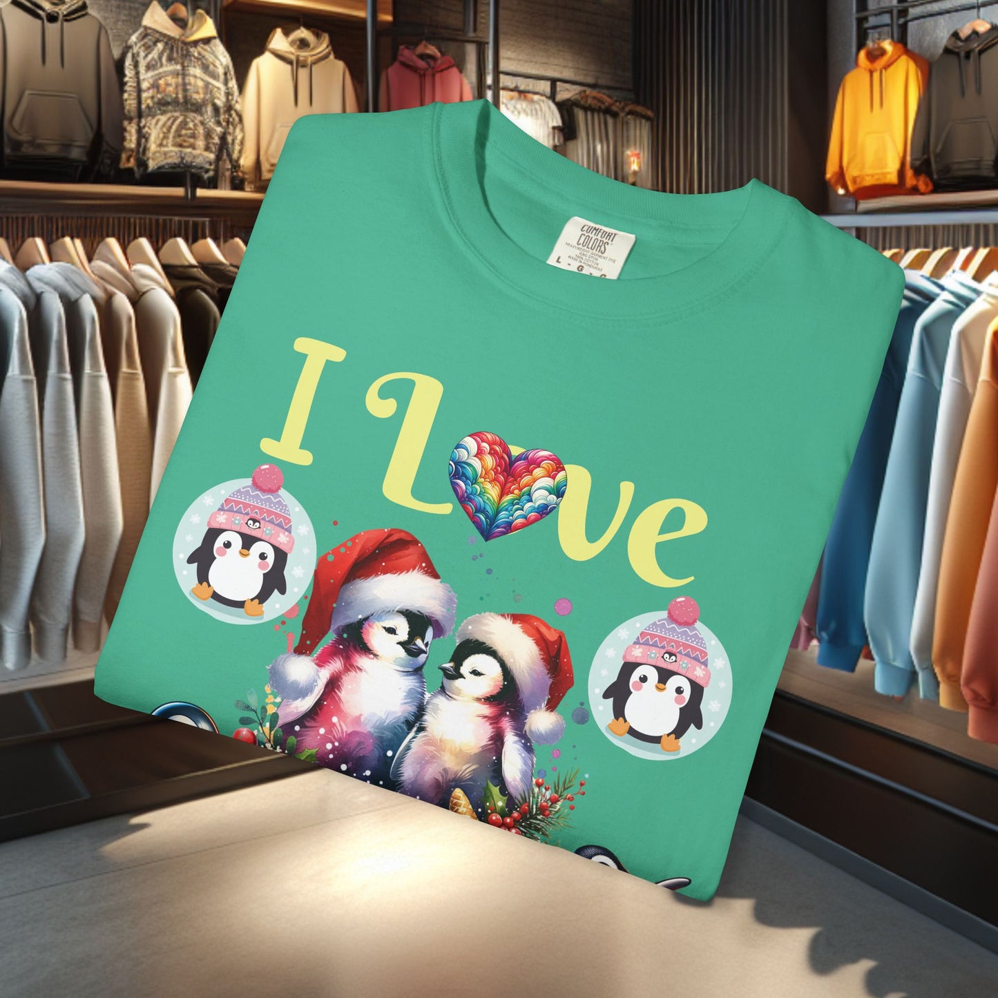 I Love Penguins T-shirt - Holidays Festive Top
