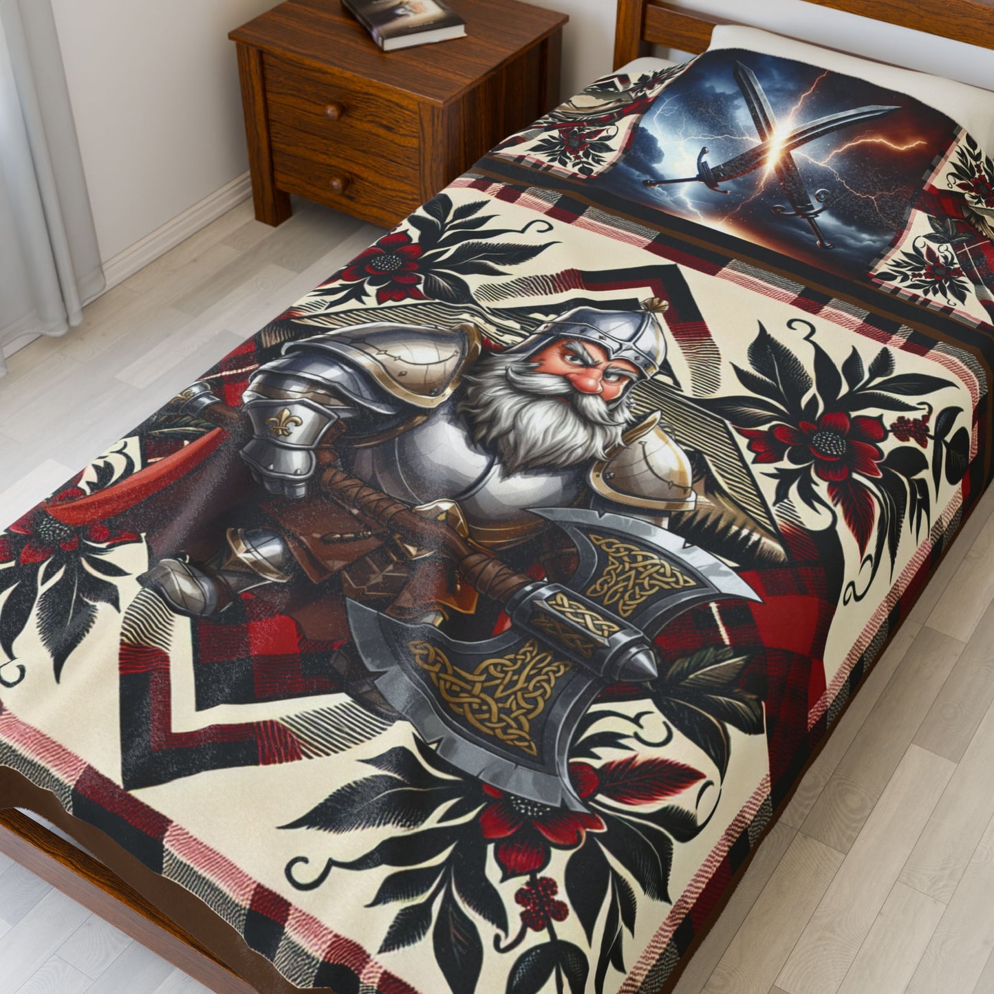 Adventurer's Velveteen Plush Blanket – Cozy Dwarf Adventurer Throw