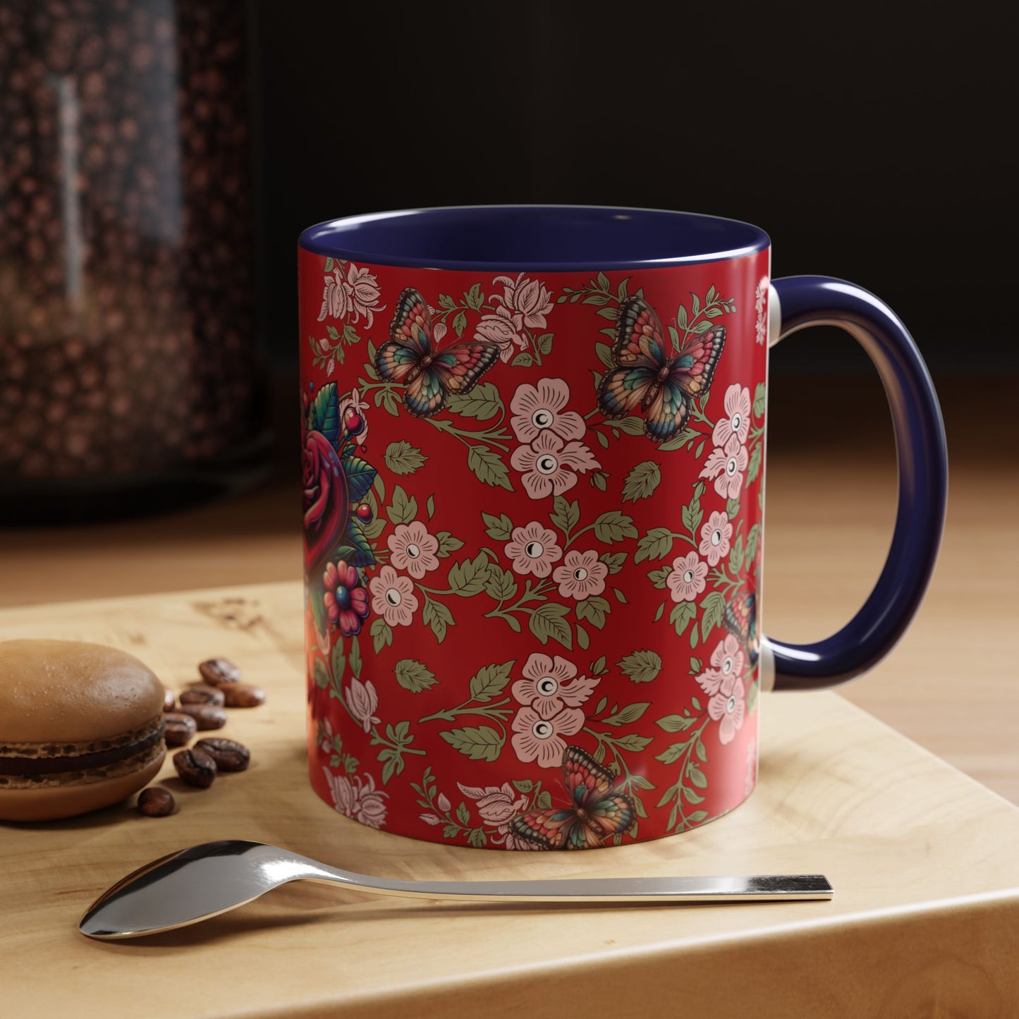 Floral Coffee Mug Red