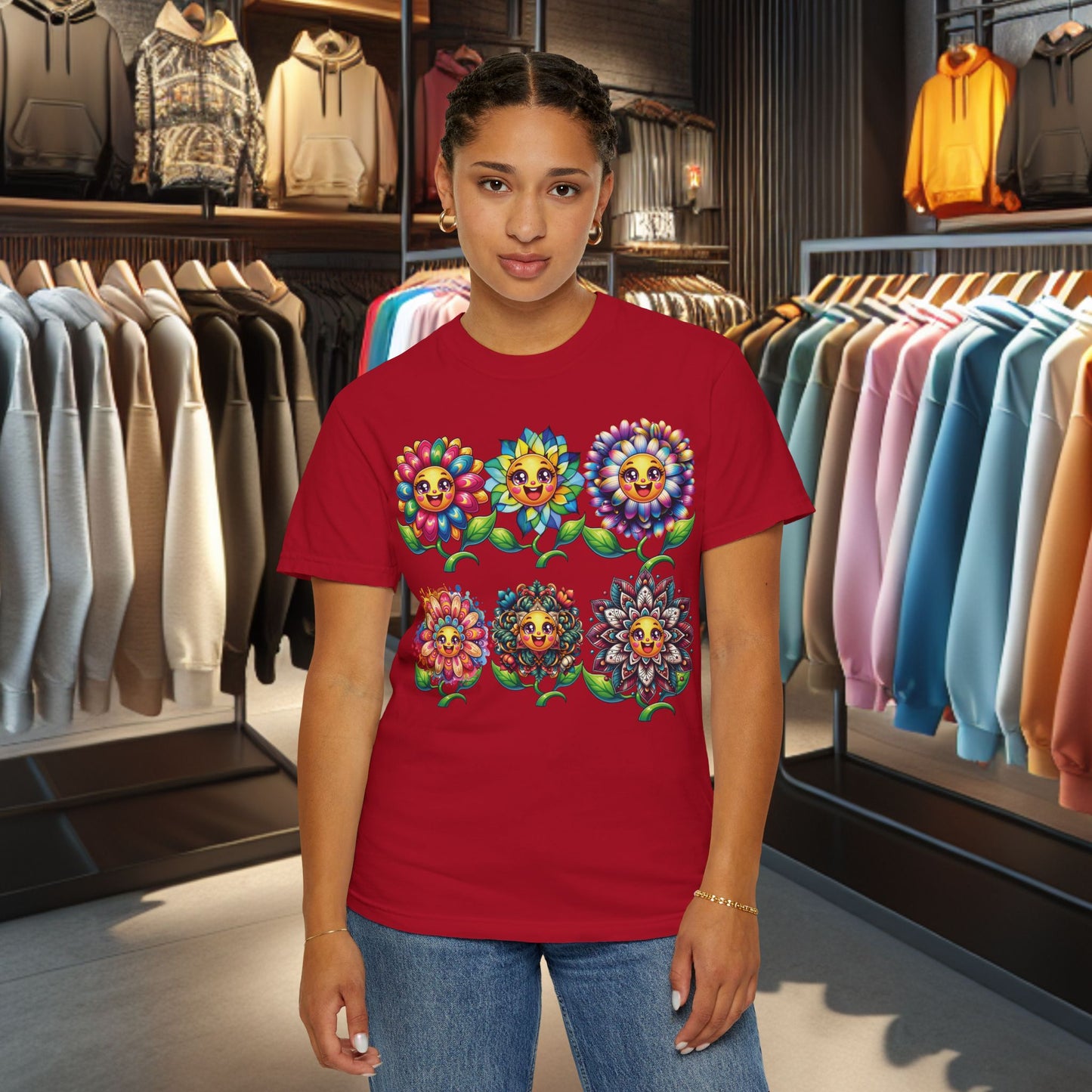 Happy Flowers Garden T-Shirt — Floral Garden Tee for Spring & Everyday