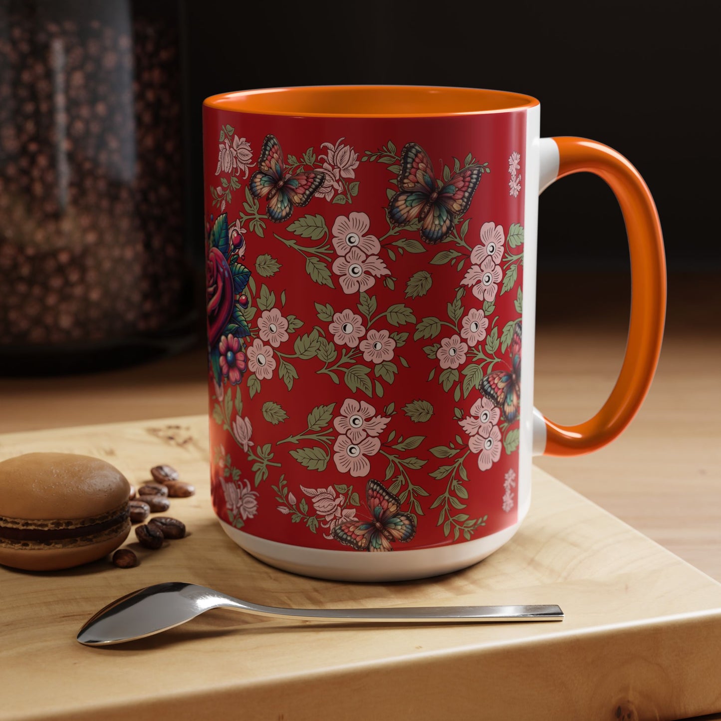 Floral Coffee Mug Red