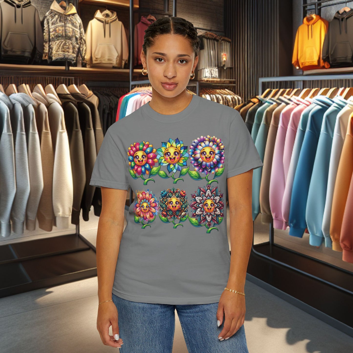 Happy Flowers Garden T-Shirt — Floral Garden Tee for Spring & Everyday