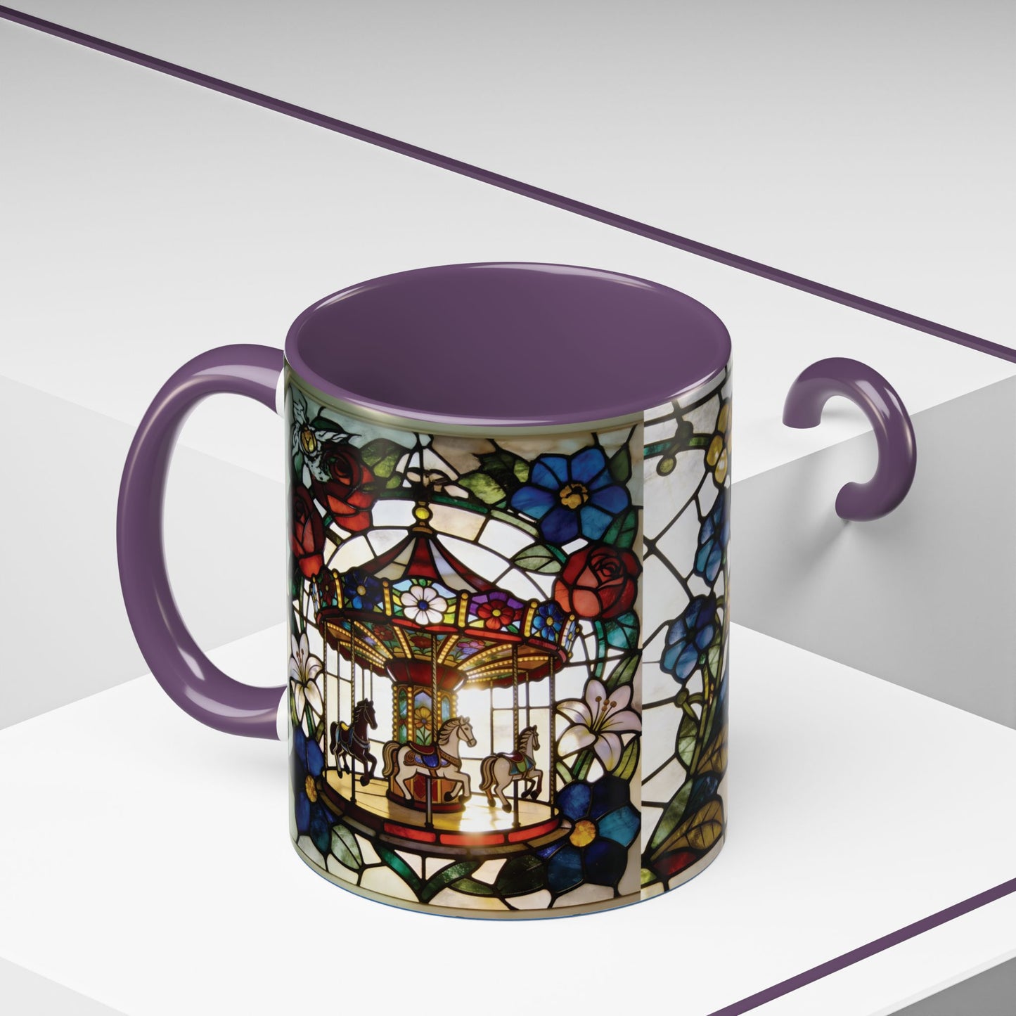 Stained Glass Carousel Accent Coffee Mug (11/15oz)