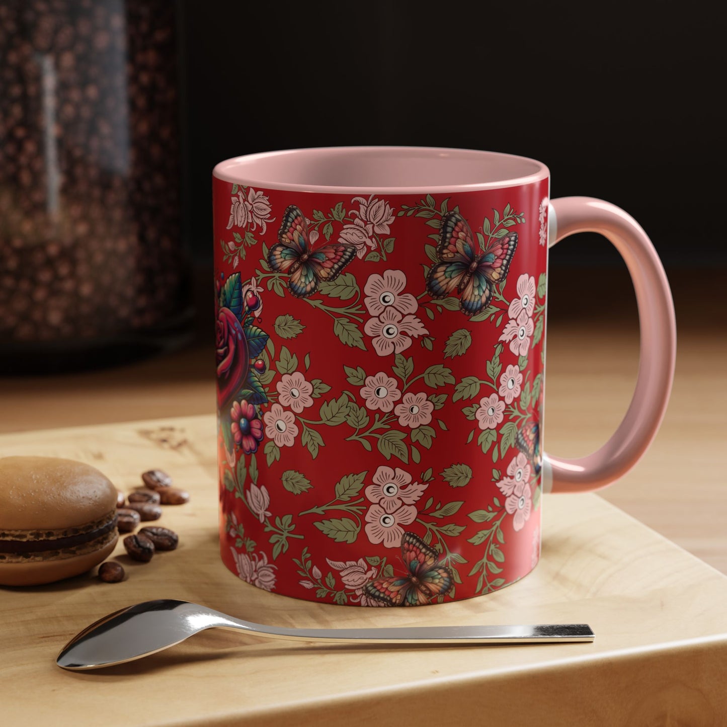 Floral Coffee Mug Red