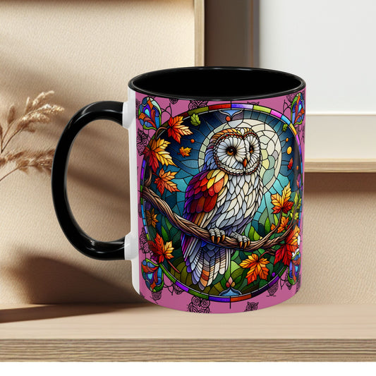 Coffee Mug -Colorful Stain Glass Owl Design