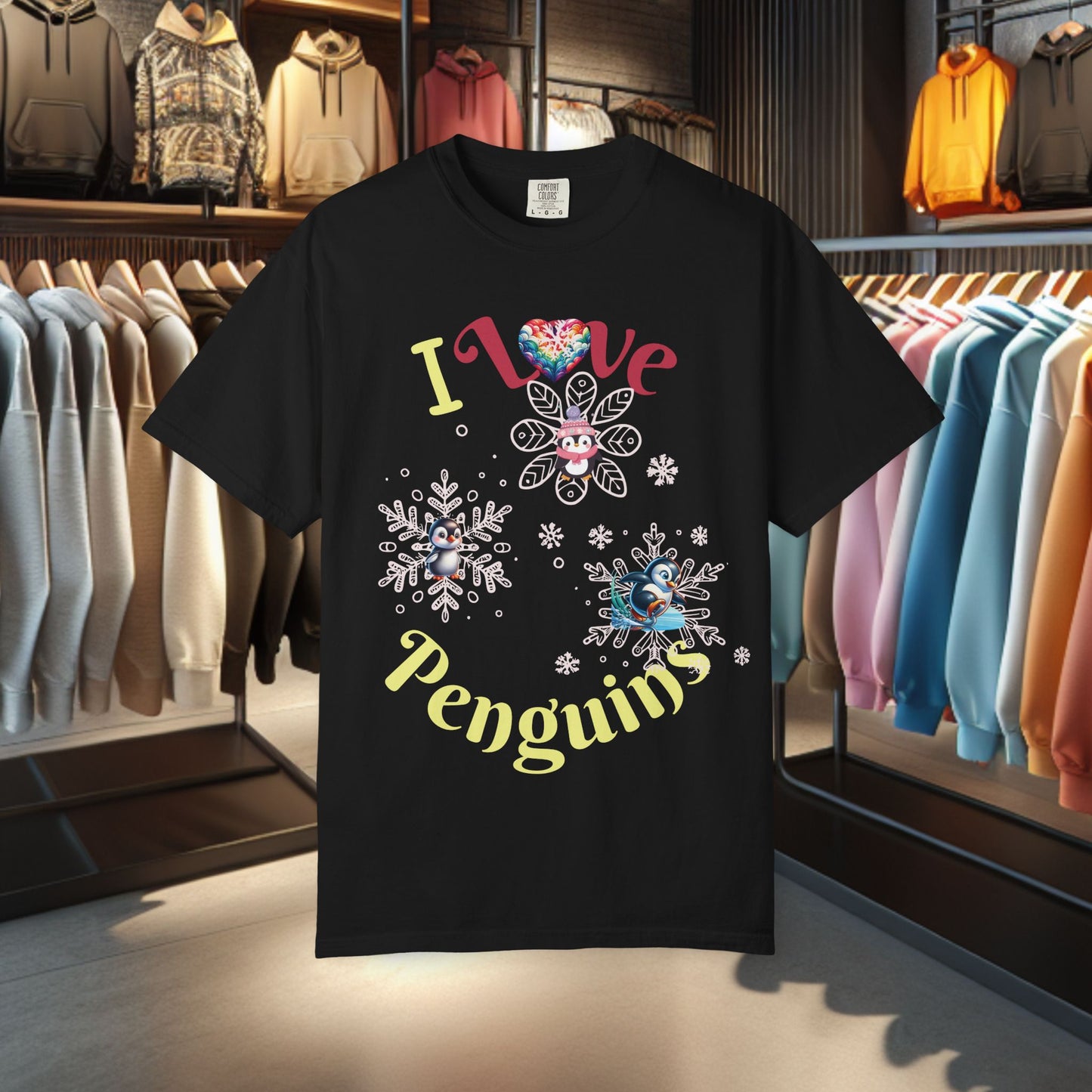 Penguin Snowflake T-shirt - Festive Holiday Top