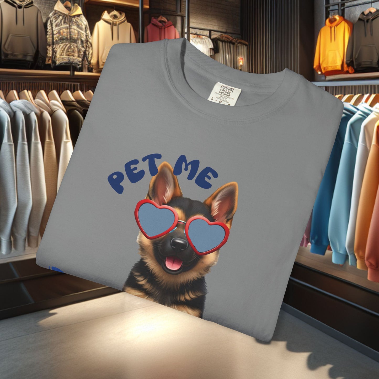 German Sheperd Puppy Tee — "Pet Me" Dyed T-Shirt