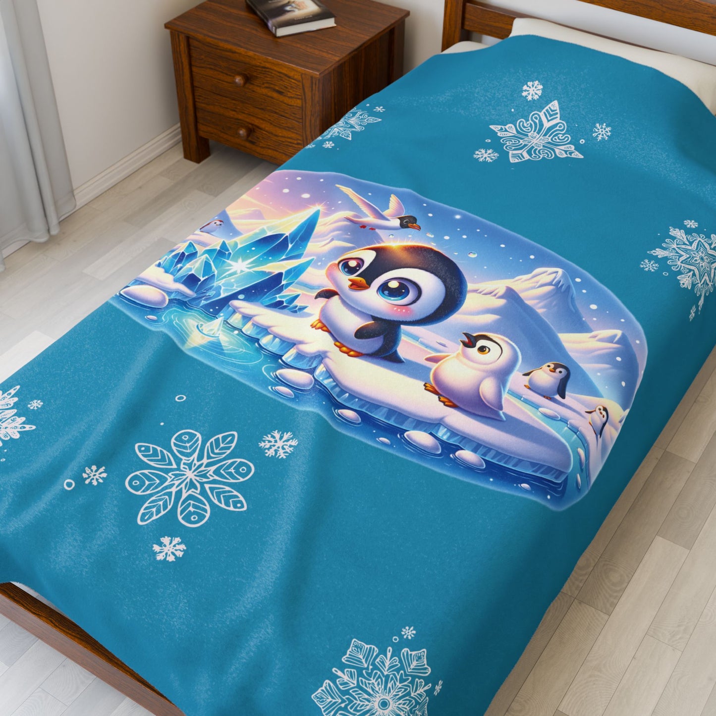 Penguin On Ice - Velveteen Plush Blanket