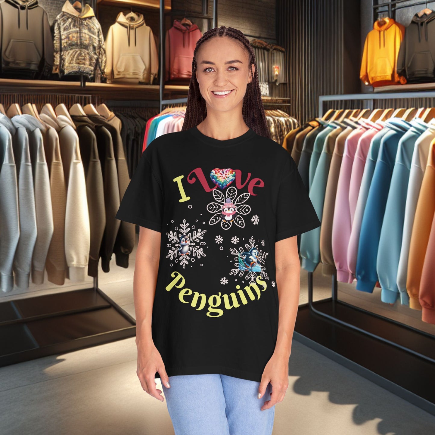 Penguin Snowflake T-shirt - Festive Holiday Top