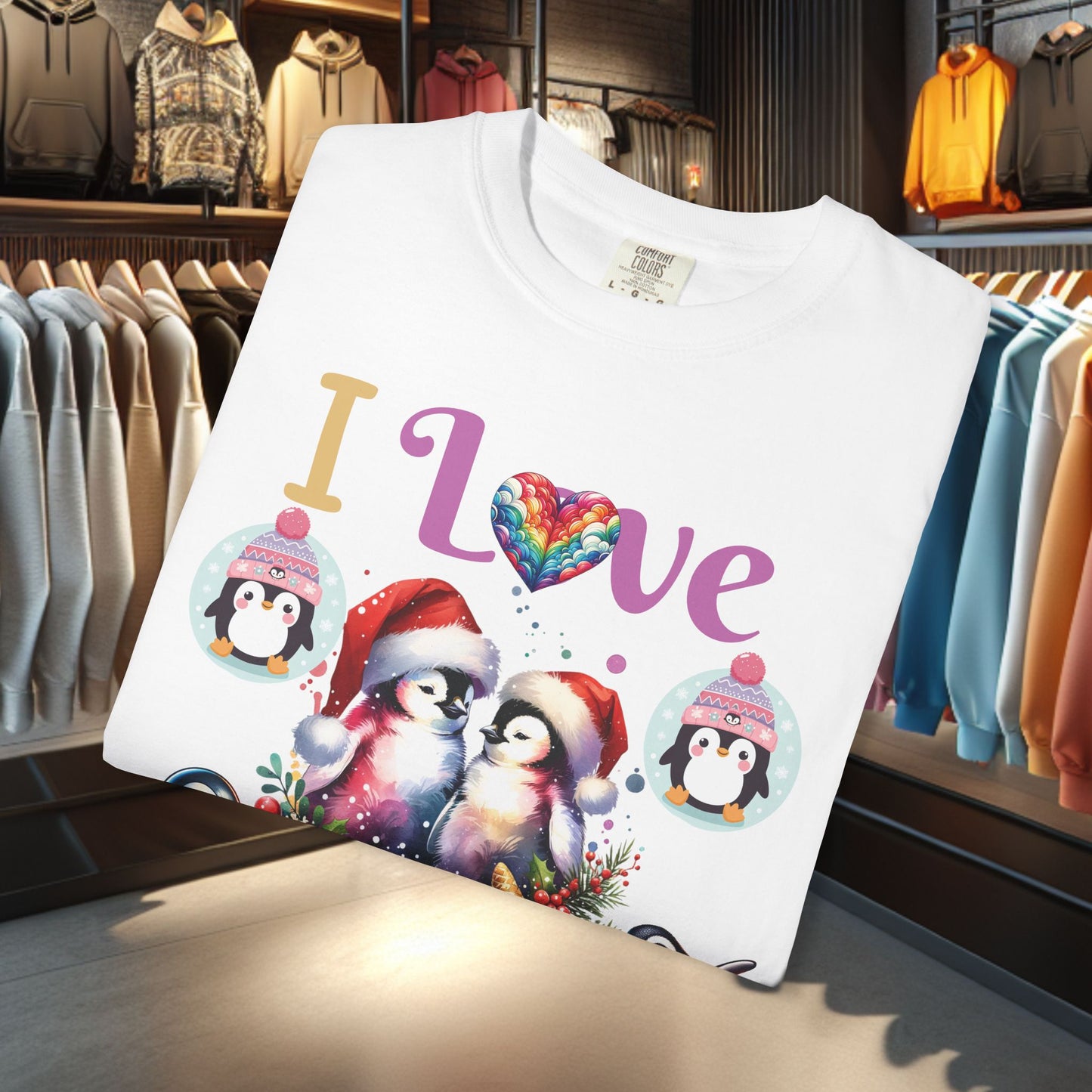 I Love Penguins T-shirt - Holidays Festive Top