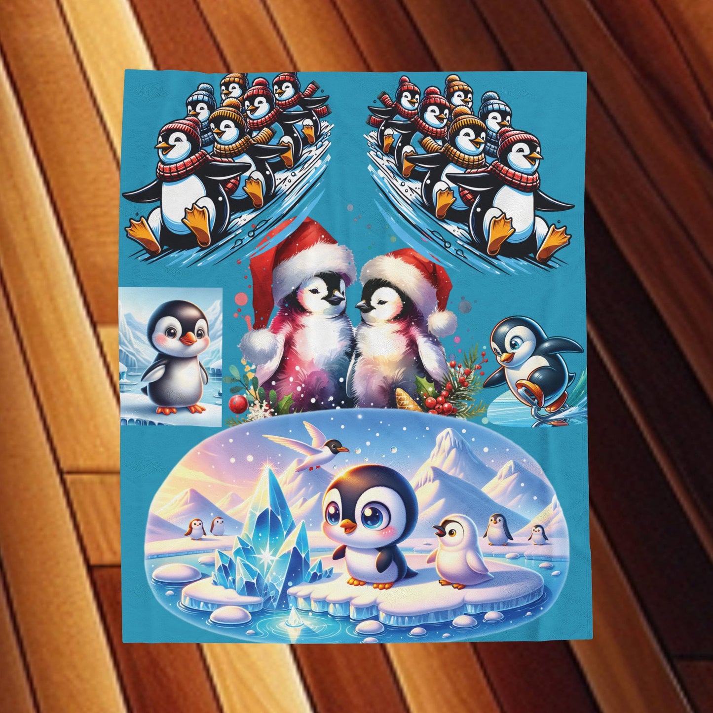 Penguins at Play - Velveteen Plush Blanket