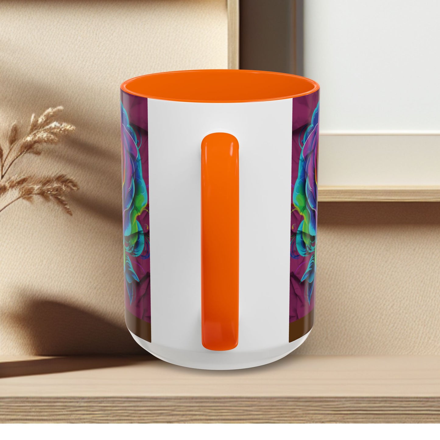 Rainbow Rose Accent Coffee Mug — Colorful Floral 11/15oz