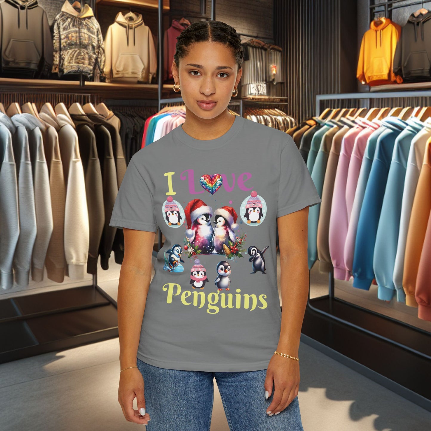 I Love Penguins T-shirt - Holidays Festive Top