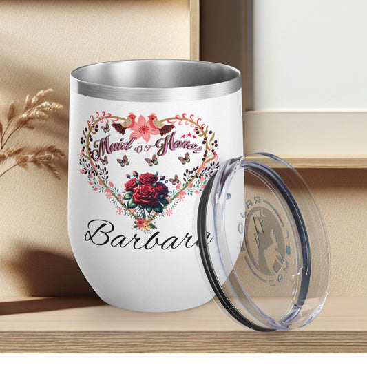 Personalized Maid of honor's Heart Floral Wine Tumbler
