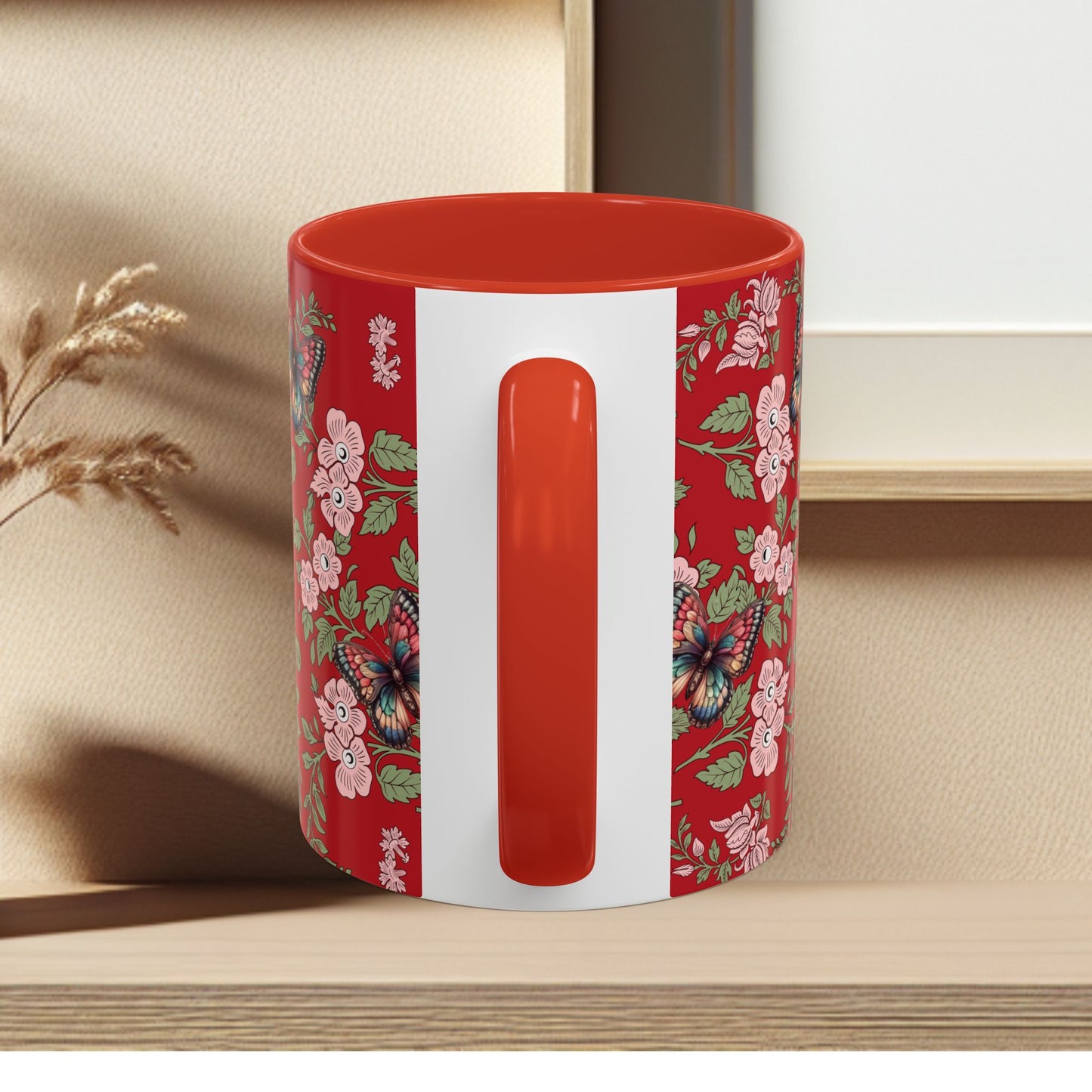Floral Coffee Mug Red