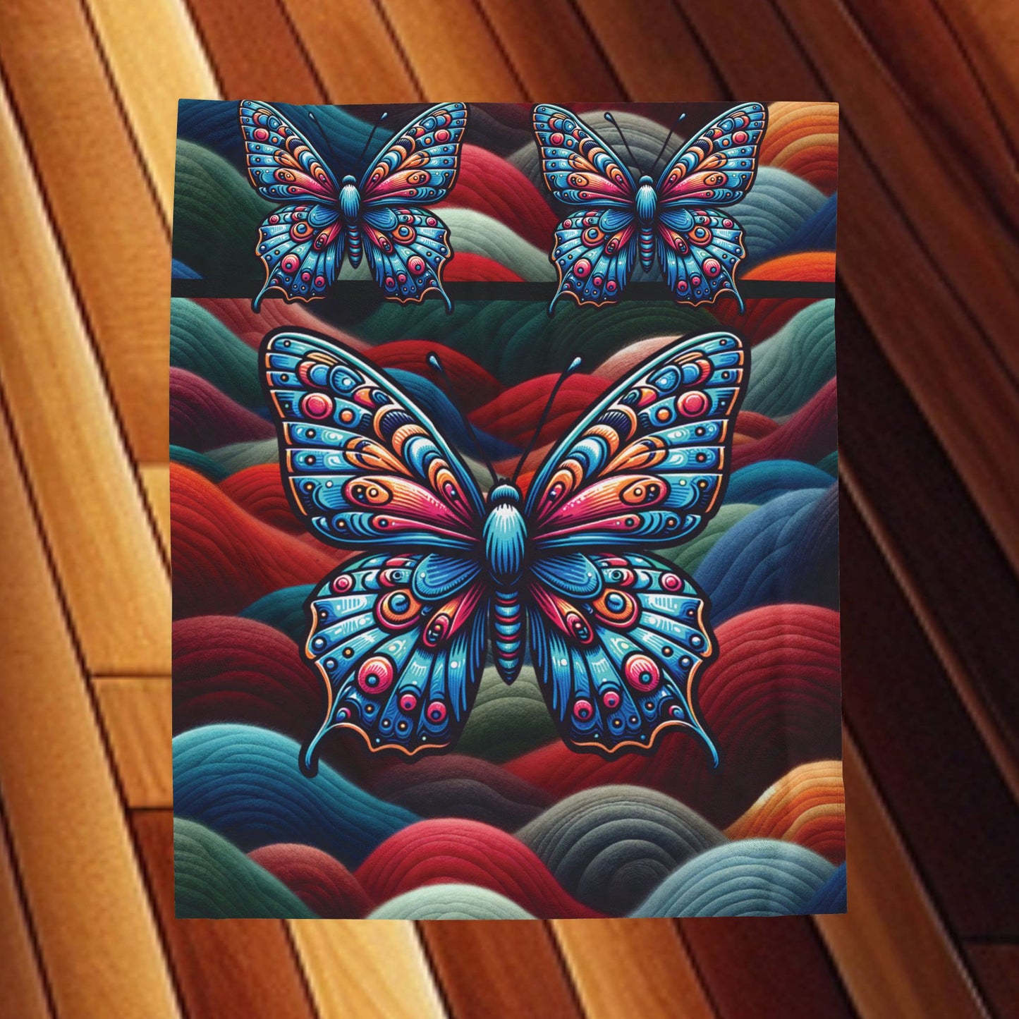 Blue Butterfly Velveteen Plush Blanket – Cozy Blue Butterfly Throw