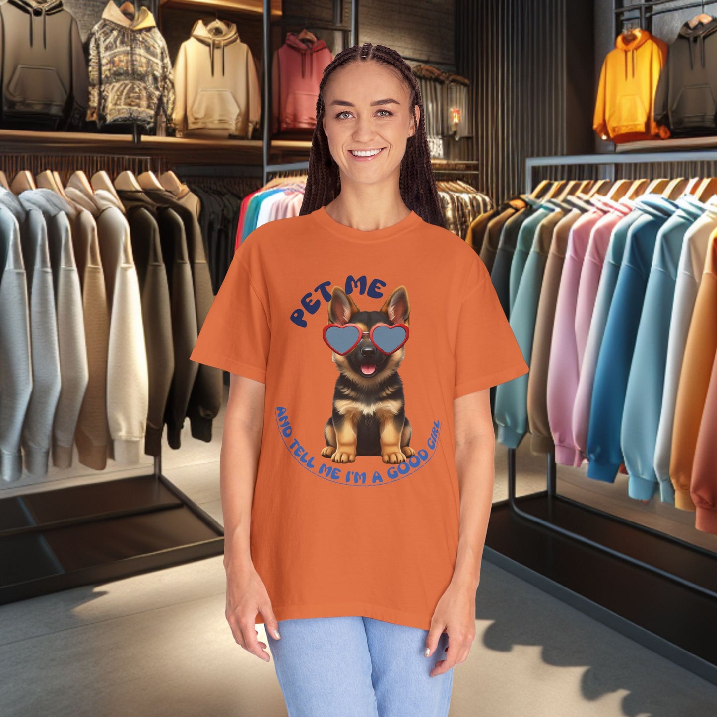 German Sheperd Puppy Tee — "Pet Me" Dyed T-Shirt