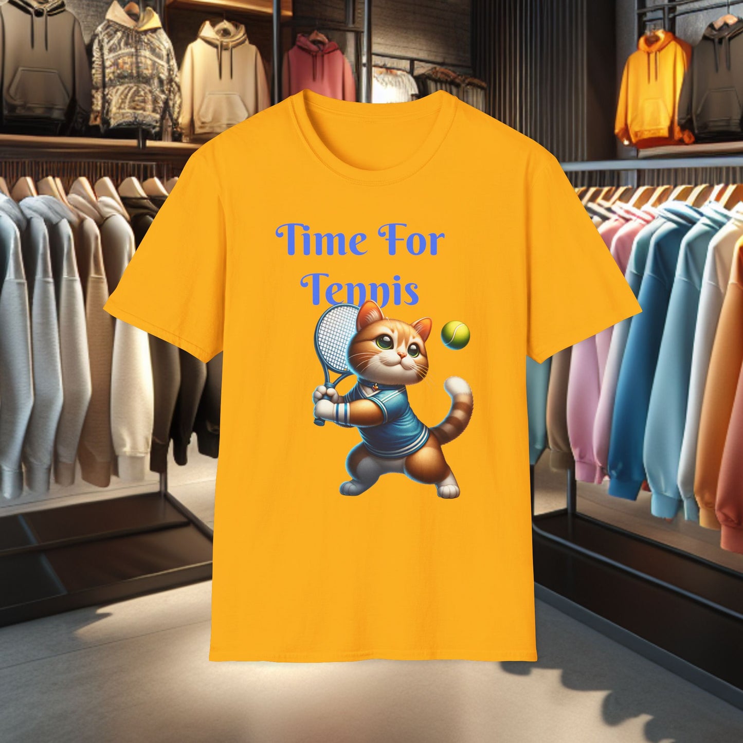 Cat Playing Tennis Unisex T-Shirt - Time For Tennis