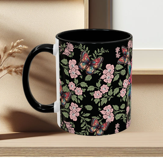 Floral Coffee Mug Black